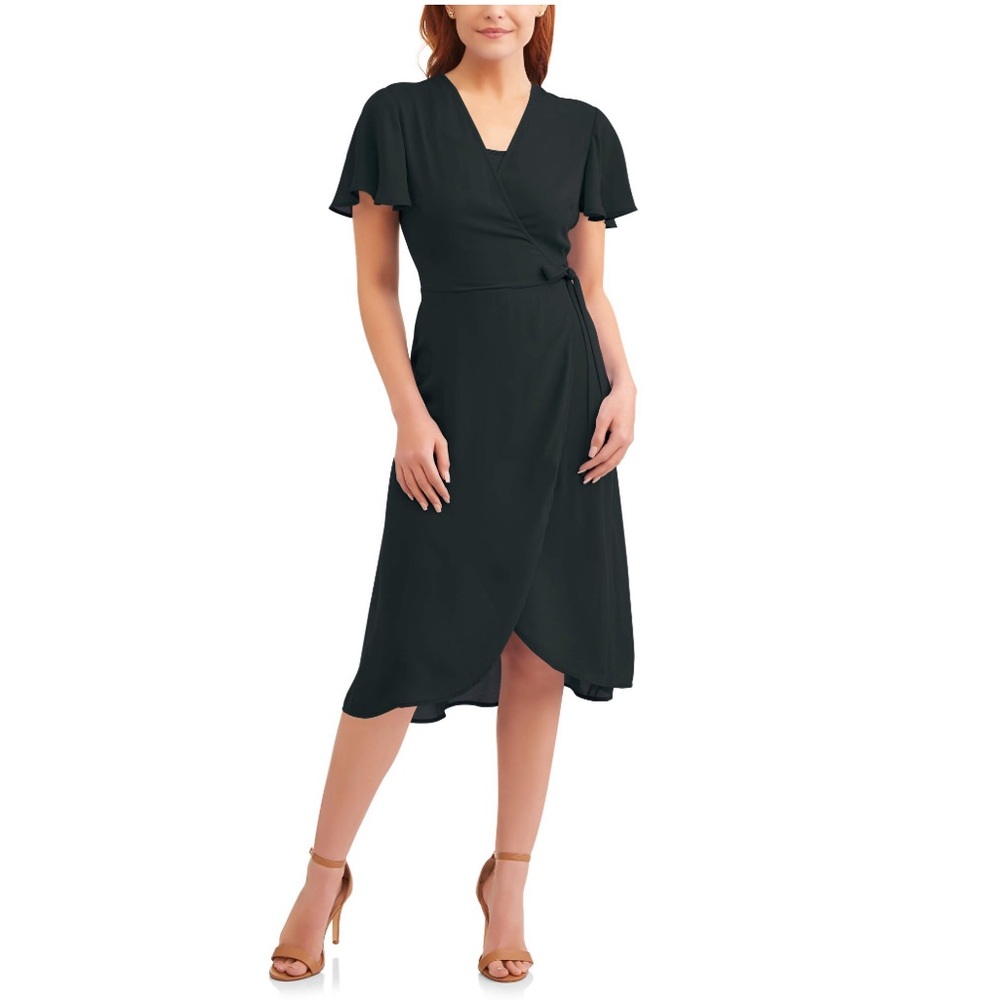 Black women’s wrap dress nwt semi sheer
